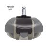 Imagen de una rueda de silla de oficina de silicona gris de Rayoshop Chile. La rueda tiene una rotación de 360 Grados y está hecha de silicona de alta calidad.