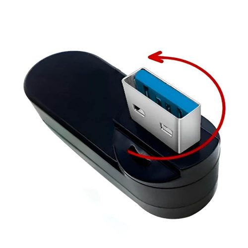 Hub 3 en 1 Adaptador Multipuertos USB a 3xUSB Base Giratoria 180° - imagen 2