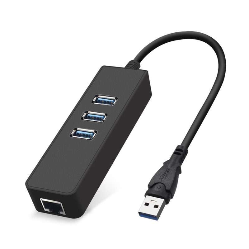 Adaptador USB Rayoshop - 4 Puertos, Ethernet, USB 3.0, Ideal Oficina