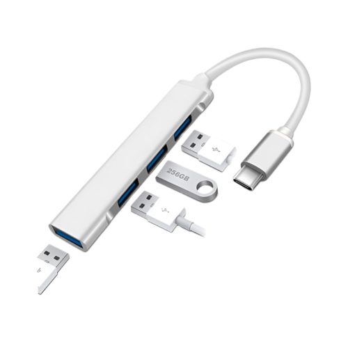 Hub 4 en 1 Adaptador Multipuertos USB-C a 4xUSB Slim Metalizado - imagen 4