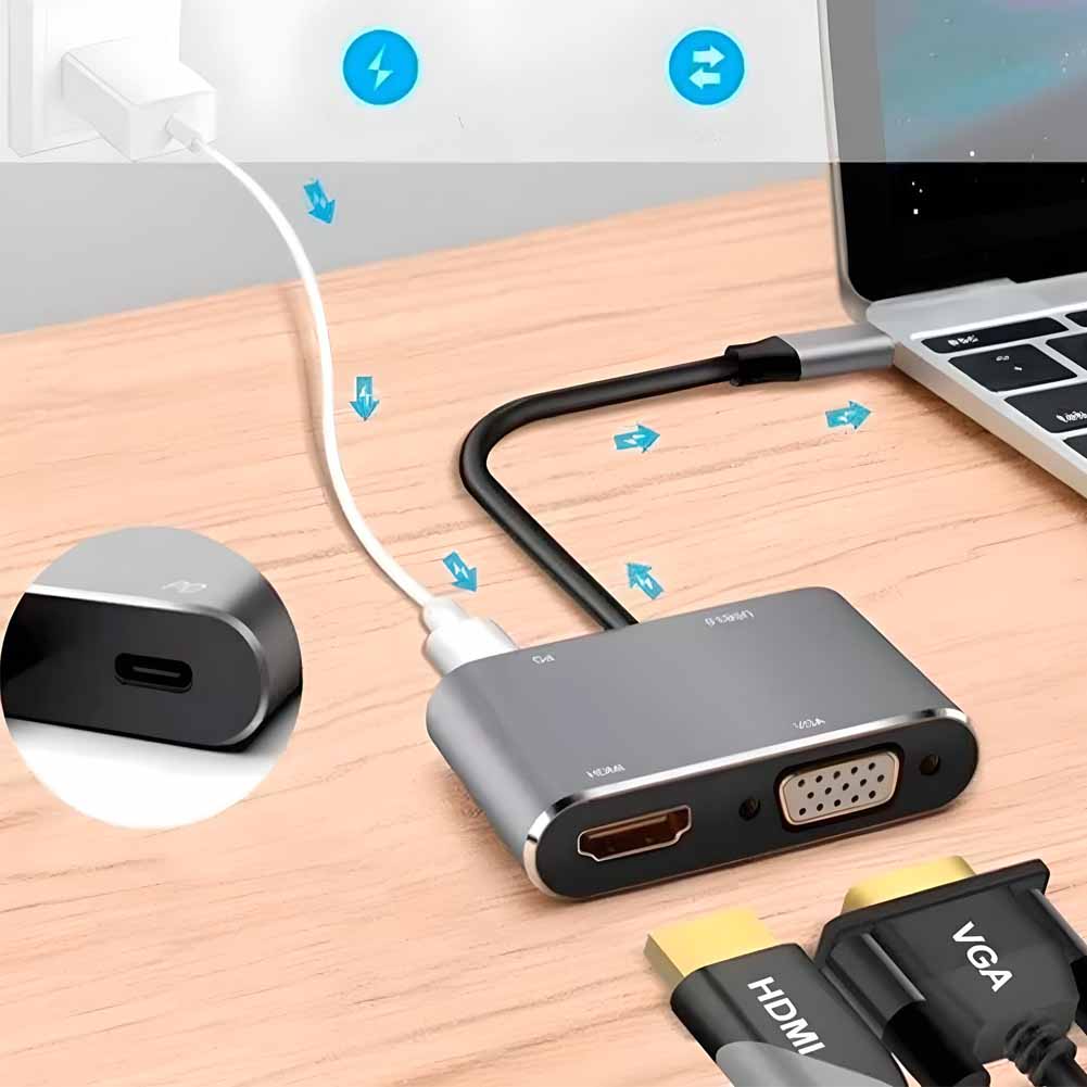 Hub adaptador USB-C a HDMI VGA USB USB-C Rayoshop Chile