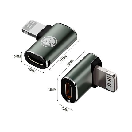 Imagen de un adaptador carga rápida Lightning USB-C 20W, disponible en color negro. rayoshop