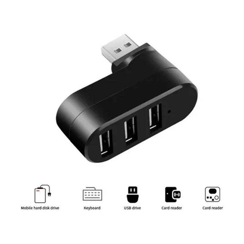 Imagen de un concentrador USB 3.0 de 3 puertos con un puerto USB 2.0, que está diseñado para ayudar a las personas a conectar varios dispositivos a su computadora portátil. rayoshop