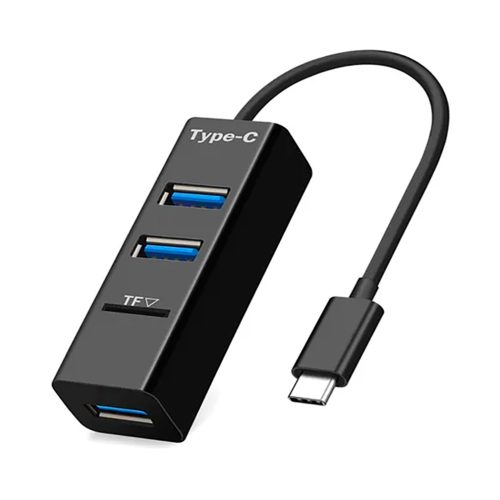 imagen de un adaptador Hub Usb Tipo C A 2.0 X 3 Puertos Con Micro Sd rayoshop