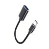 Adaptador USB-C a USB 3.1 OTG negro de 15 cm, con conectores USB-C y USB estándar para carga y transferencia de datos.