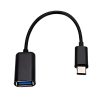 Adaptador USB-C a USB para Carga y Data OTG negro de 15 cm, con entrada USB-C y salida USB 3.1, compatible con equipos USB-C y transferencia de datos.