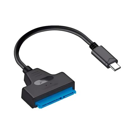 Conector EON USB-C a SATA III negro con puerto SATA de 22 pines para discos duros y SSD de 2,5 pulgadas, con cable corto de 15 cm y 6 Gbps.