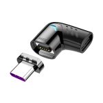 Adaptador USB C magnético EON de color gris oscuro, con conector hembra y macho USB-C para carga rápida PD de 100 W.