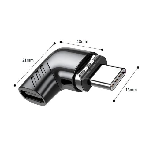 Adaptador USB C magnético EON de 24 pines en gris oscuro, con conectores USB-C macho y hembra, carga rápida PD de 100 W y datos de 20 Gbps.