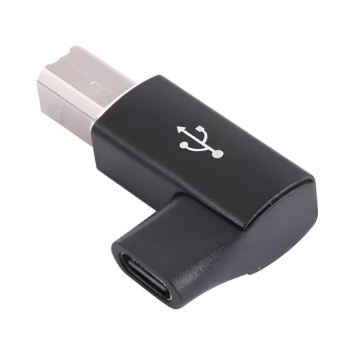Adaptador USB-C a USB-B para Impresoras en color negro, con conexión hembra USB-C 3.0 y macho USB-B, compatible con plug and play.