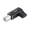 Adaptador USB-C a USB-B para impresoras en negro, con conexión Plug and Play y cuerpo de aleación de aluminio para enlaces USB 3.0.