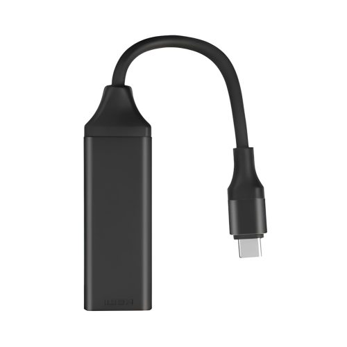 Adaptador USB-C a HDMI negro de Rayoshop Chile con carcasa de aluminio, conexión USB-C 3.1 y salida HDMI para audio y video 4K a 60 Hz.