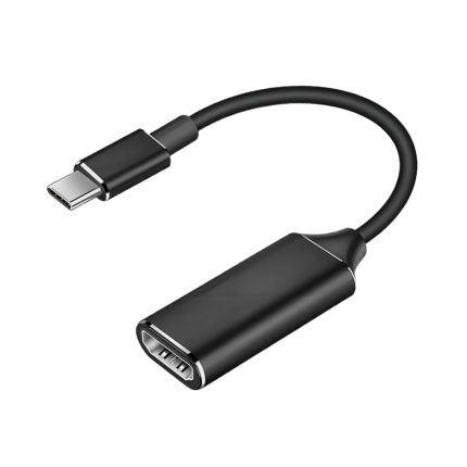 Adaptador USB-C a HDMI 4K de Rayoshop Chile en color negro, con conector USB-C 3.1 macho y puerto HDMI hembra de 250 mm.
