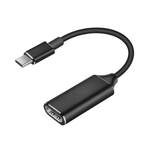 Adaptador USB-C a HDMI 4K de Rayoshop Chile en color negro, con conector USB-C 3.1 macho y puerto HDMI hembra de 250 mm.