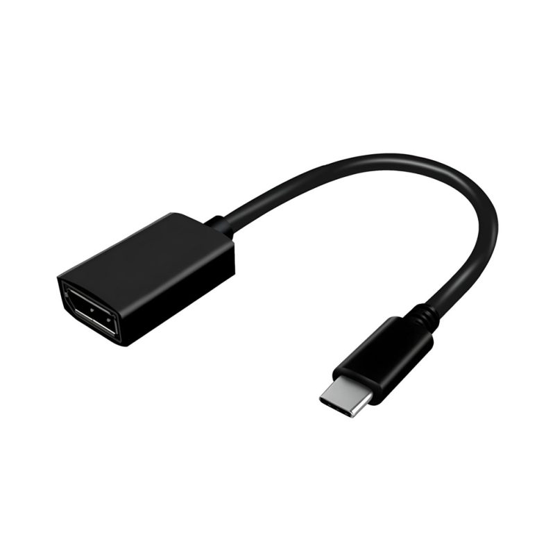 Adaptador EON USB-C a DisplayPort negro con cable corto de 15 cm, conector macho USB-C y hembra DisplayPort para video 4K 60 Hz en Rayoshop Chile.