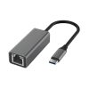 Adaptador EON USB-C a RJ45 Ethernet de aluminio gris oscuro con cable corto, conexión gigabit de 1000 Mbps y puerto hembra LAN para red estable.