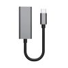 Adaptador USB-C a RJ45 Ethernet 1000 Mbps Gigabit EON de aluminio gris oscuro, con conexión macho USB-C y hembra RJ45 para red estable.