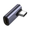 Adaptador Copla USB-C a USB-C Tipo L 90° Grados en aleación de aluminio, con conexión macho y hembra USB-C para carga y data.
