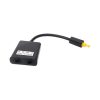 Adaptador Divisor de Audio Óptico Toslink negro con conectores metálicos, 1 entrada macho y 2 salidas hembra para señal digital.