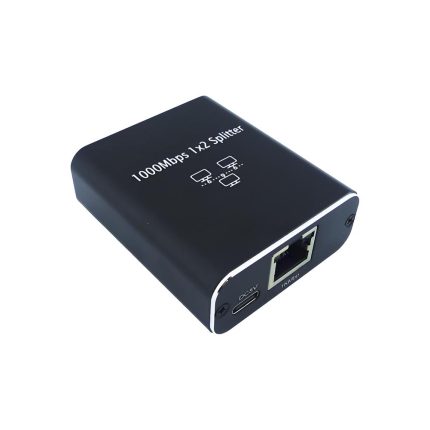 Adaptador Splitter Divisor RJ45 a Doble RJ45 EON negro, con 2 puertos RJ45 y soporte para red de 1000 Mbps.