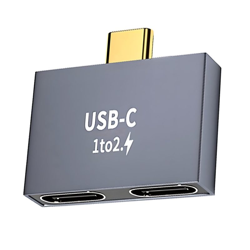 Adaptador tipo C 1 a 2 PD de transferencia de datos de Rayoshop. Permite conectar dos dispositivos con puerto USB tipo C a través de un solo puerto.