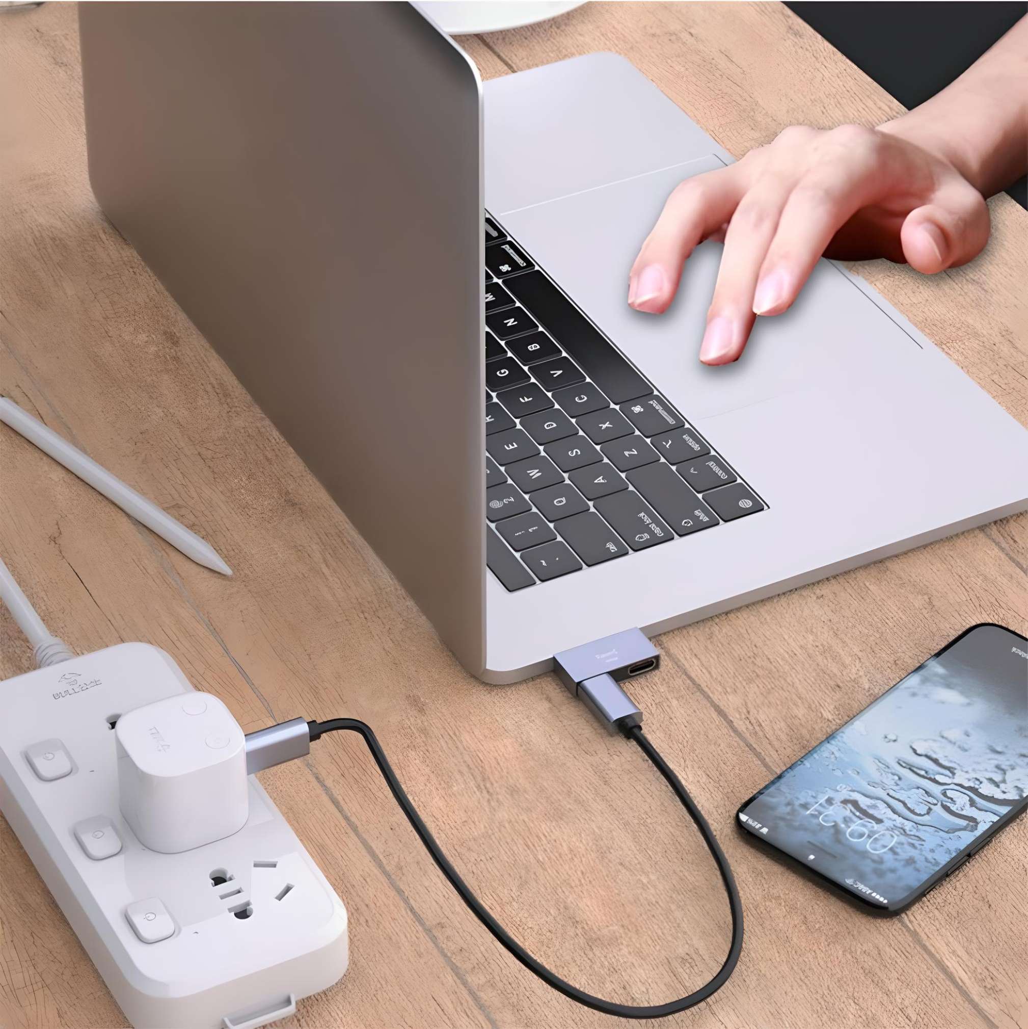 Adaptador USB-C 1 a 2 PD transferencia datos RayoShop para Macbook
