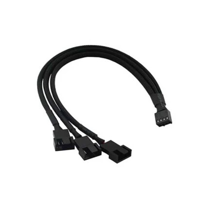 Cable Extensión Adaptador Fan Cooler Cpu 4 Pin Pwm 3 A 1 en negro, con 15 cm de longitud y conectores hembra/macho para ventiladores PWM 4 pines.