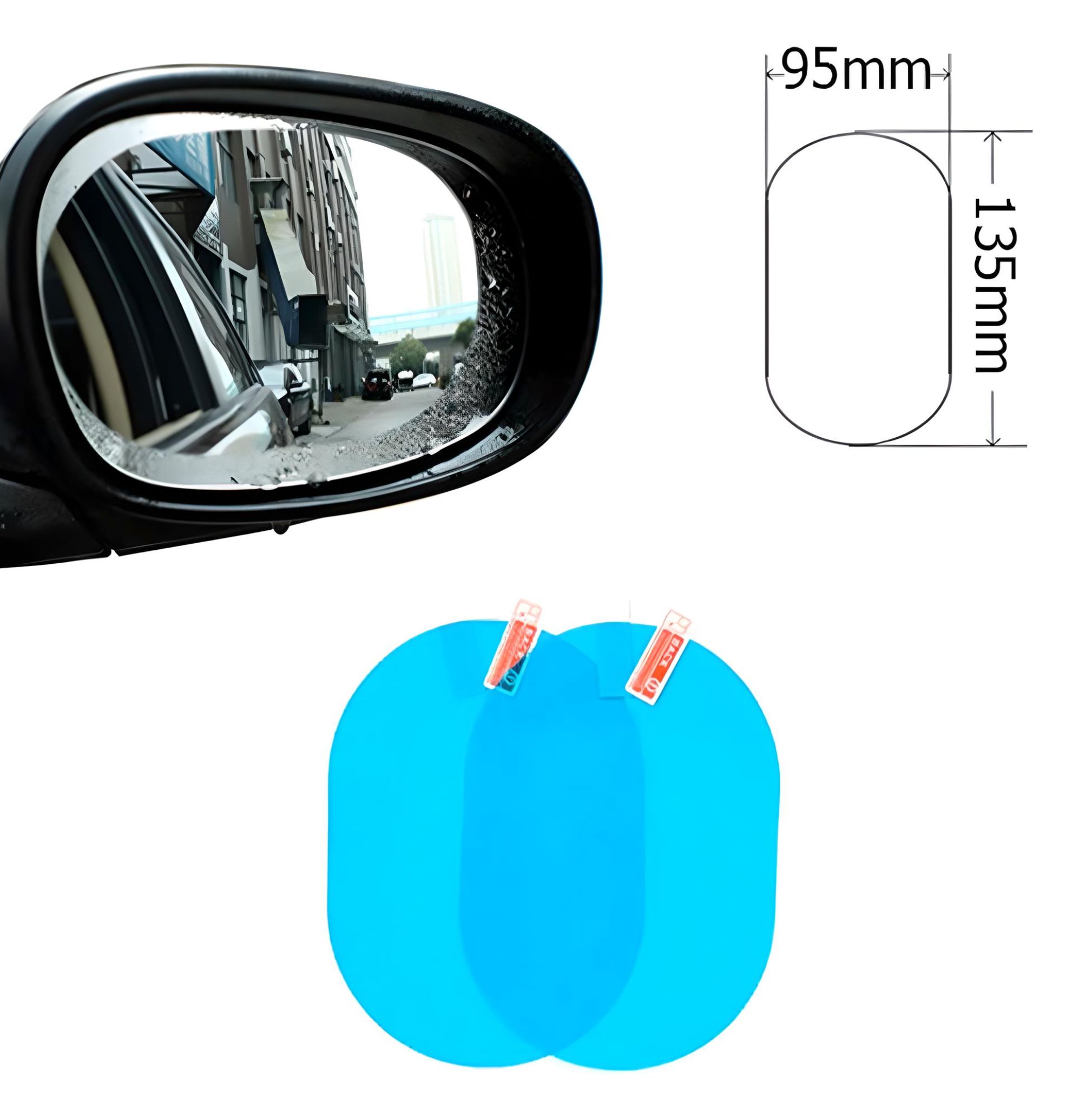 Pack 2 láminas espejo retrovisor anti lluvia impermeable Rayoshop, con un diseño moderno y elegante