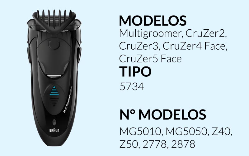 5734 Cuhillas Braun Multigroomer, CruZer2, CruZer3, CruZer4 Face, CruZer5 Face Rayoshoo Chile