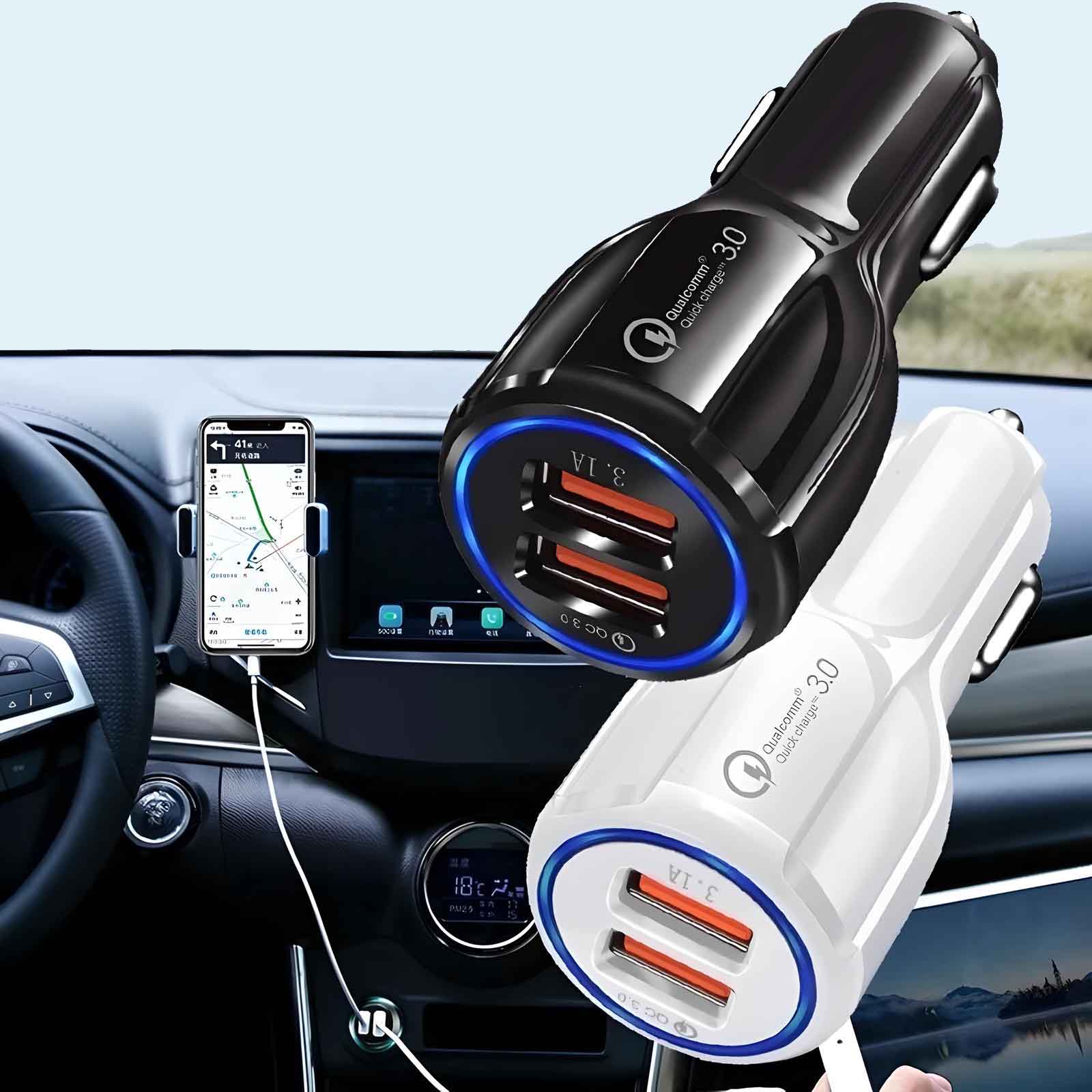 Cargador coche doble USB carga rápida Rayoshop