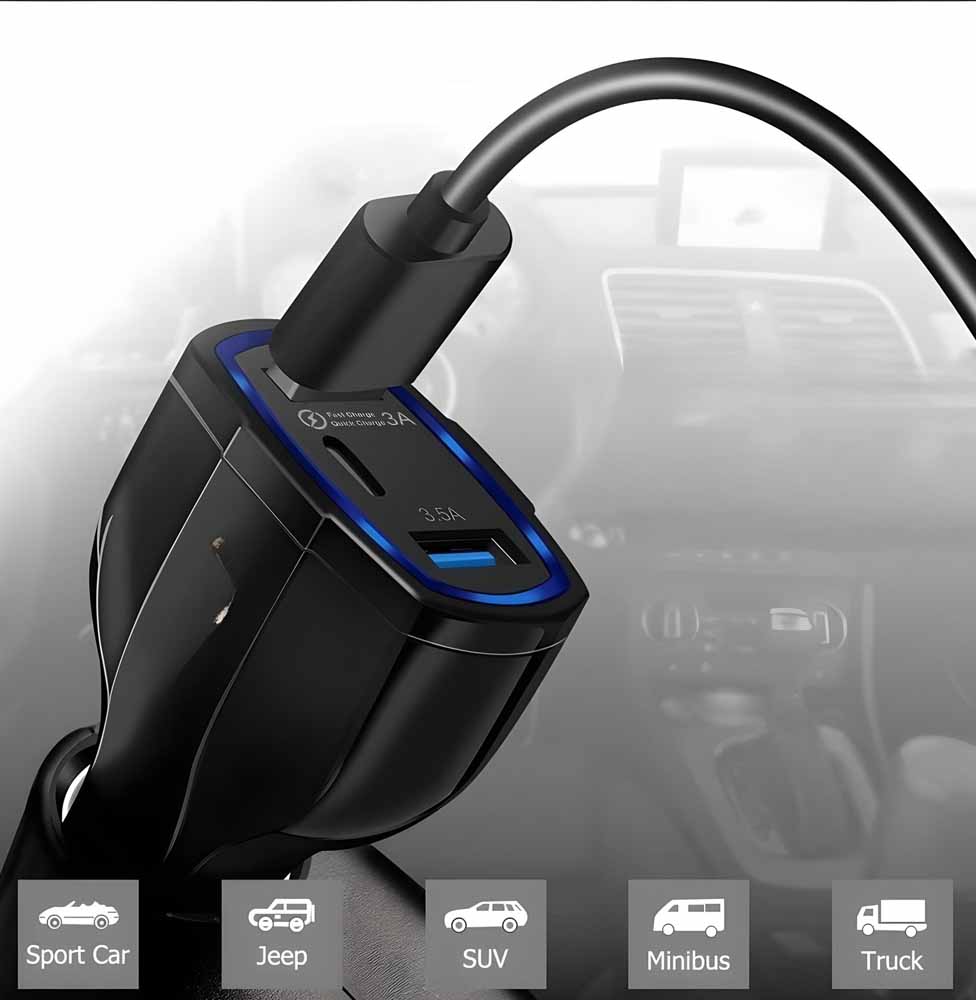 Cargador coche 35W Qualcomm smartphone rayoshop oferta