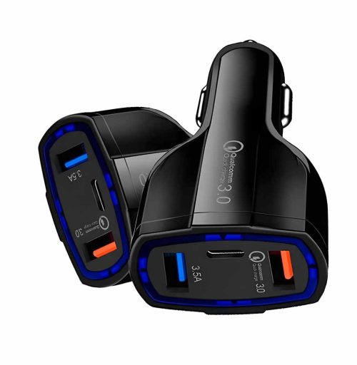 Cargador auto celular 35W Qualcomm 2xUSB USB-C rayoshop
