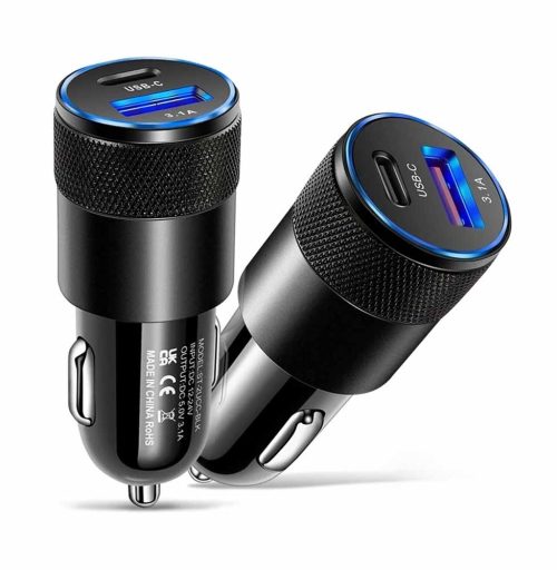Cargador coche rápido 18W EON, compatible USB/USB-C, Rayoshop