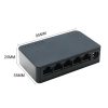 Switch Extensor 5 Puertos RJ45 1000 Mbps EON negro, con diseño compacto y medidas de 95 mm, 55 mm y 25 mm para conexión de red rápida.