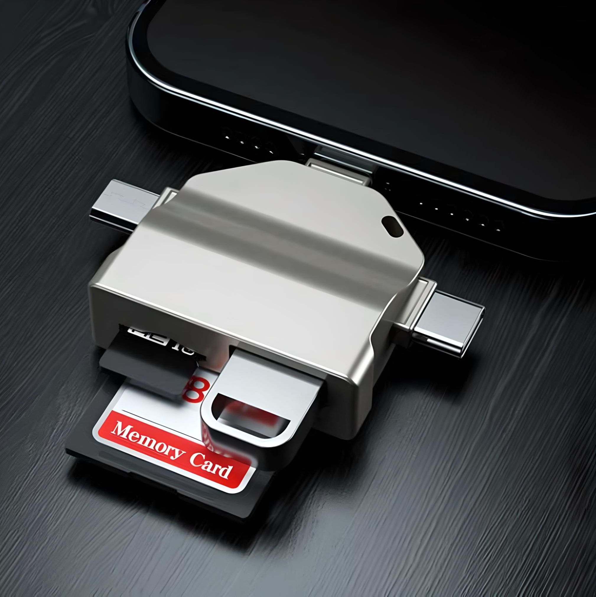 Adaptador 7 en 1 micro SD USB USB C Micro USB Lightning Rayoshop. El accesorio ideal para viajar ligero.