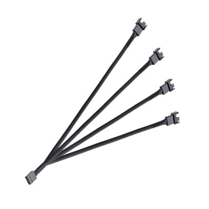 Cable Multiconector de Ventiladores a Placa Base de PWM 1 a 4 en color negro, con conector hembra TX4 de 4 pines y cuatro salidas para refrigeración.