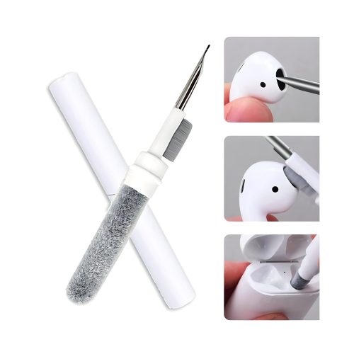 Kit de limpieza para auriculares blanco 2 piezas, con diferentes tipos de cepillos.