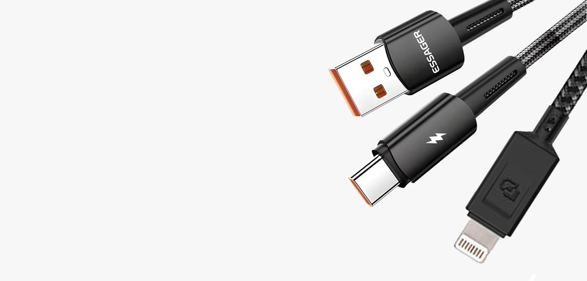 Cables USB, USB-C, Lightning: resistentes y duraderos.