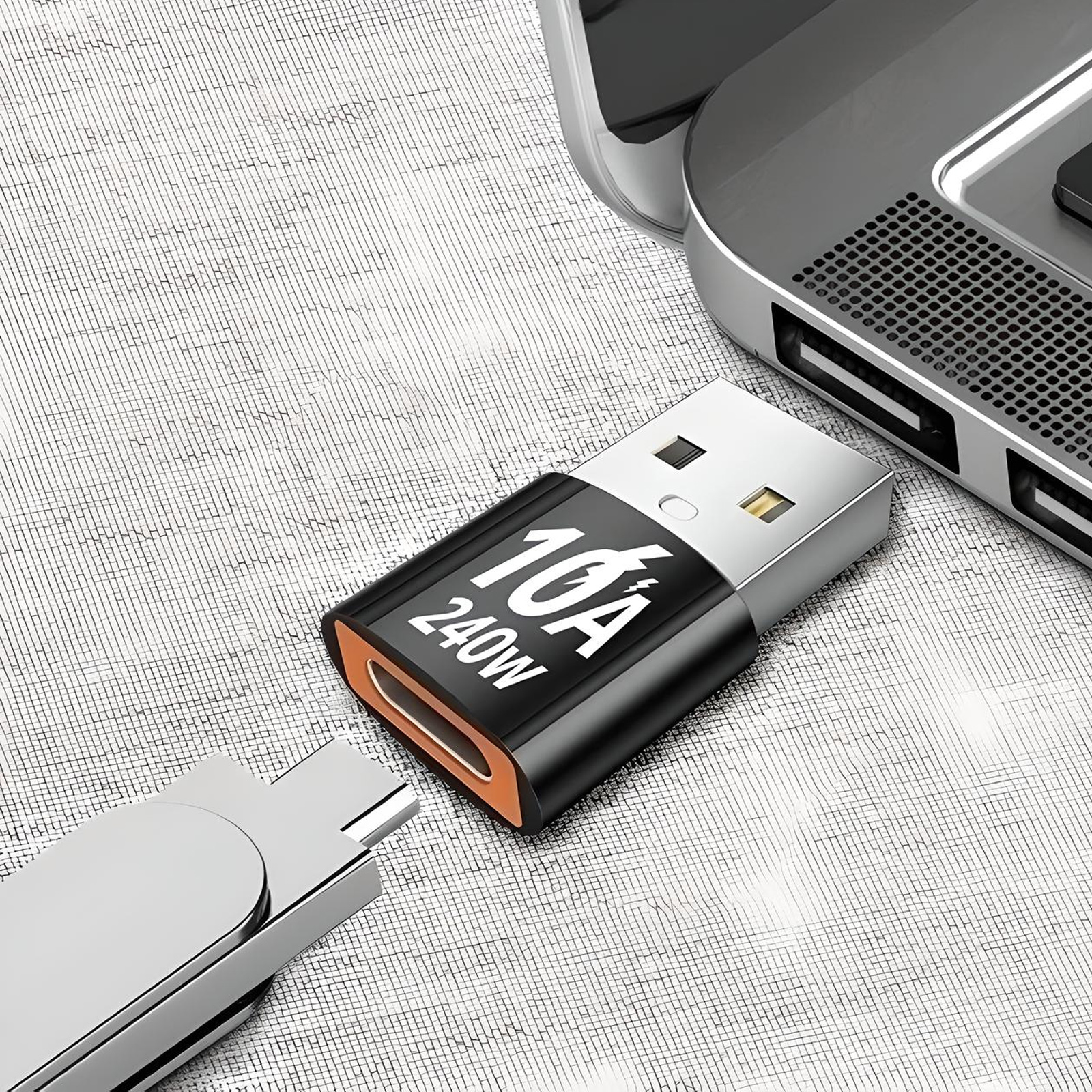 Adaptador USB 3.0 a USB-C 10A 240W de rayoshop: Carga rápida y segura tus dispositivos