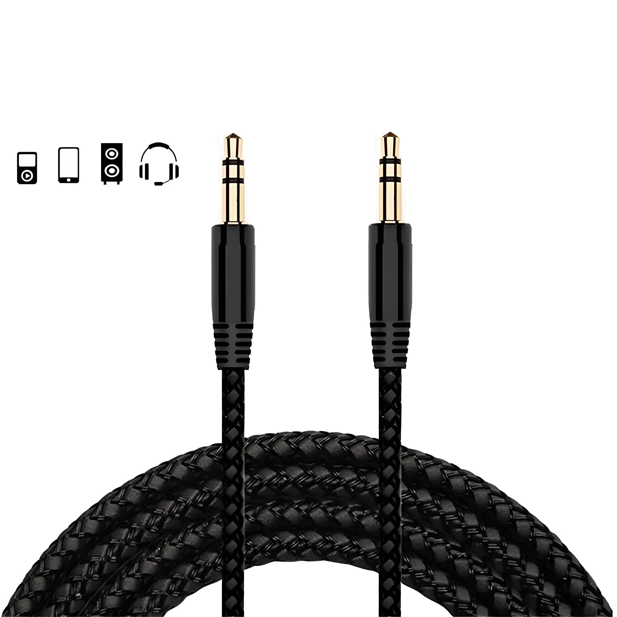 Cable de audio jack 3.5 mm dorado para una mejor transmisión de señal - Rayoshop