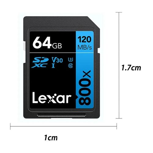 Tarjeta SD Lexar 800x 64GB para captura de fotos y videos HD