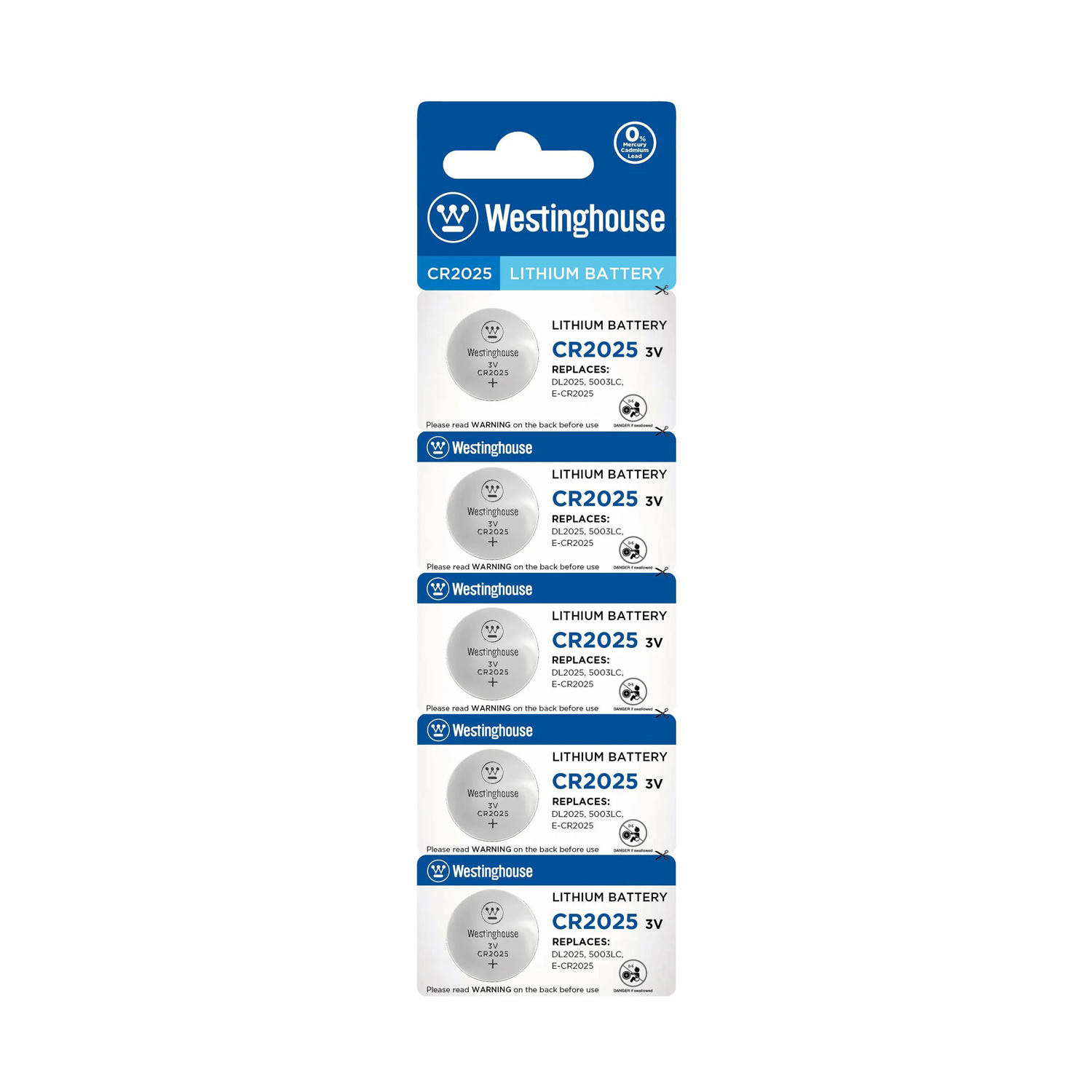 Pack de 5 pilas CR2025 Westinghouse, la mejor opción en rayoshop.