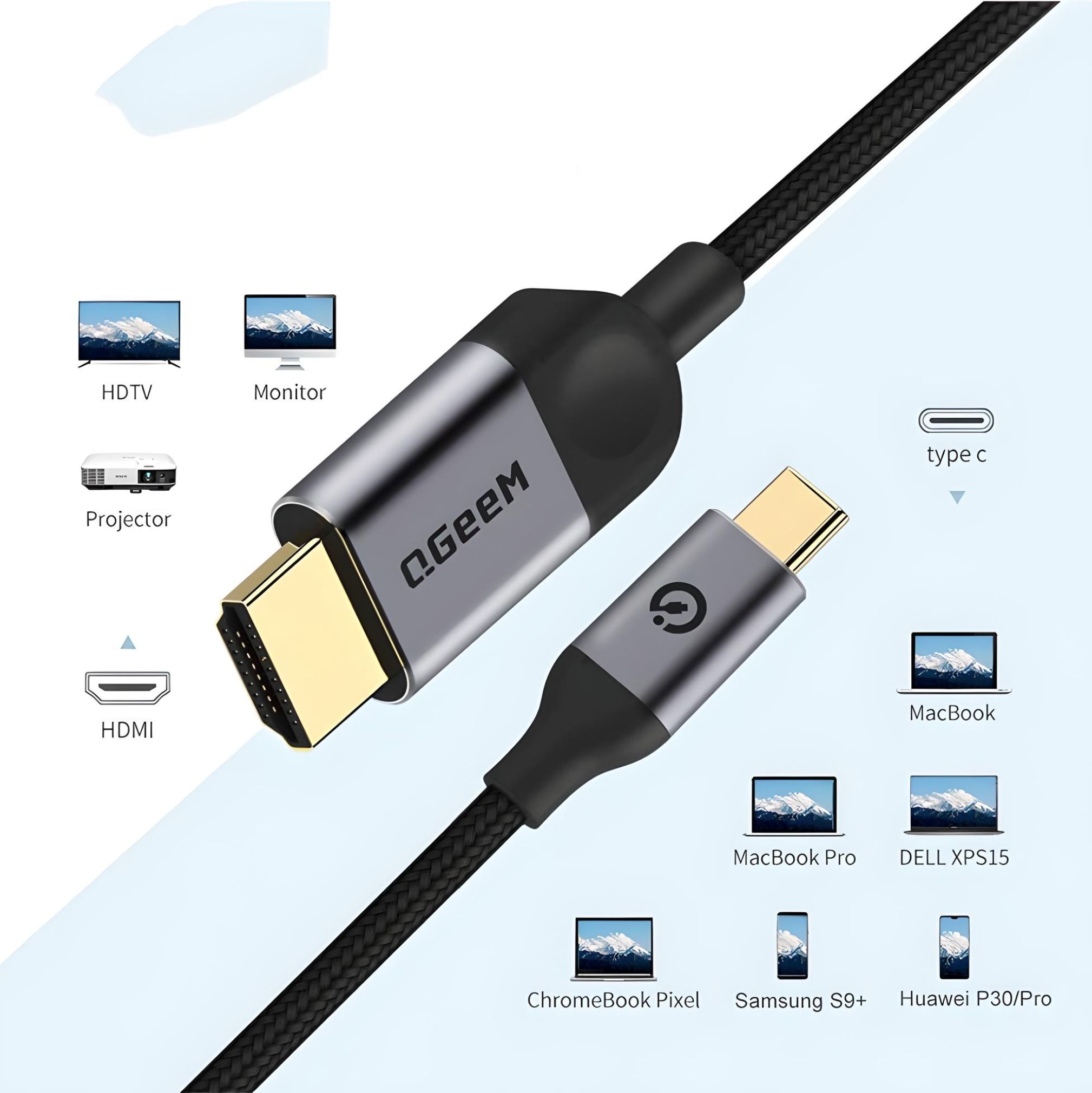 Cable USB-C a HDMI QGEEM - Alta velocidad de transferencia - Rayoshop