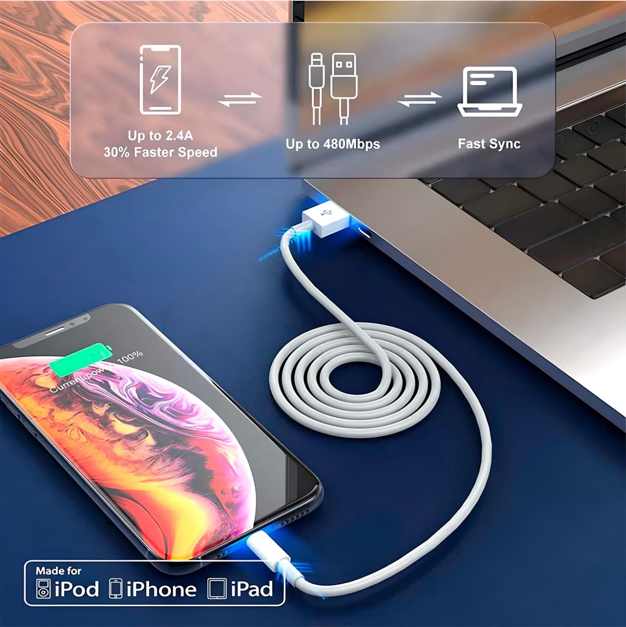 Carga rápida y segura tu iPhone con el cable Lightning de Rayoshop