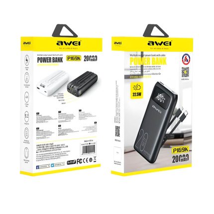 Fotografía de Power Bank Awei P169K, múltiples salidas, carga dispositivos, Rayoshop.