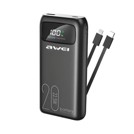 Cargador Power Bank Awei P169K, 20000mAh, compatible iPhone y Android, Rayoshop.
