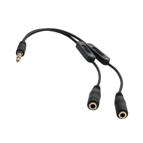 Cable splitter jack 3.5 mm macho a doble hembra con control volumen rayoshop