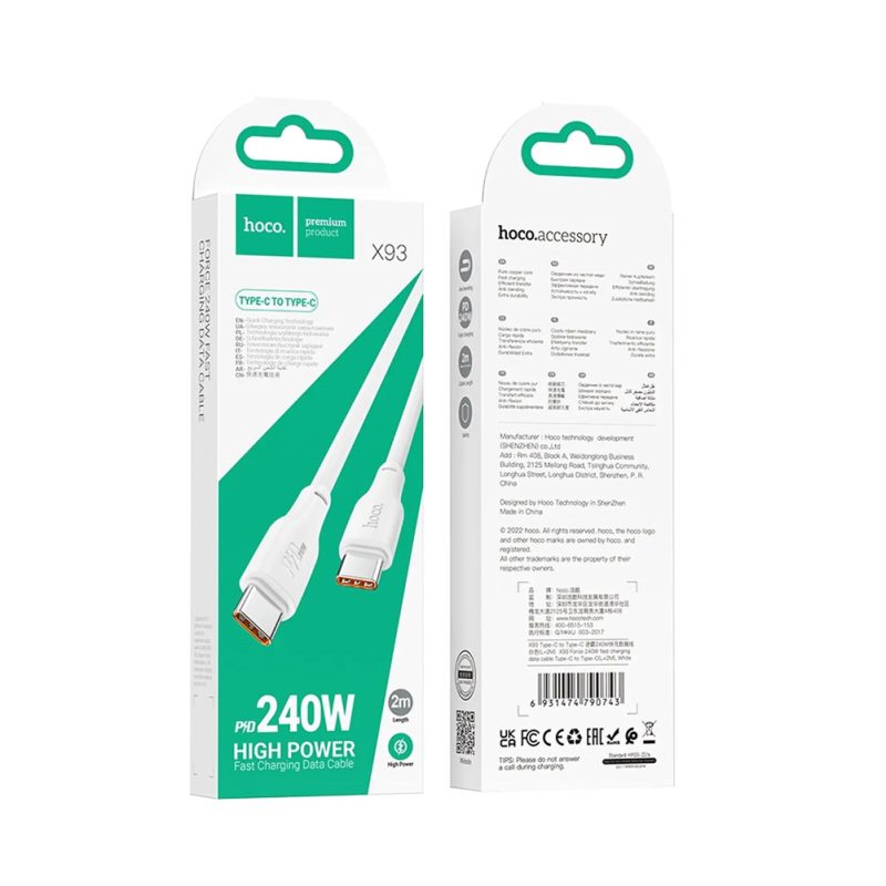 Cable USB-C Power Delivery 240W Hoco X93 Rayoshop Chile