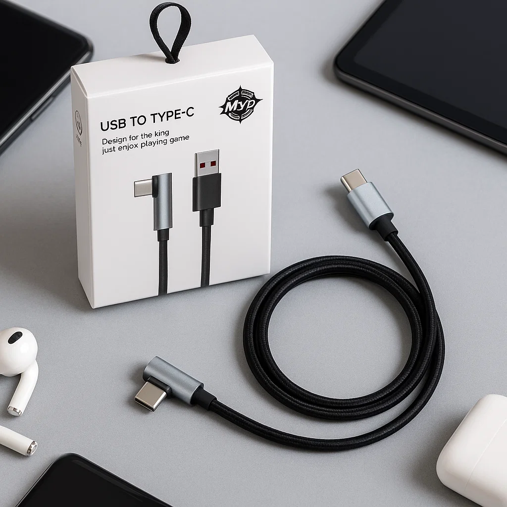Cable USB-C a USB-C 90 grados carga rápida Rayoshop