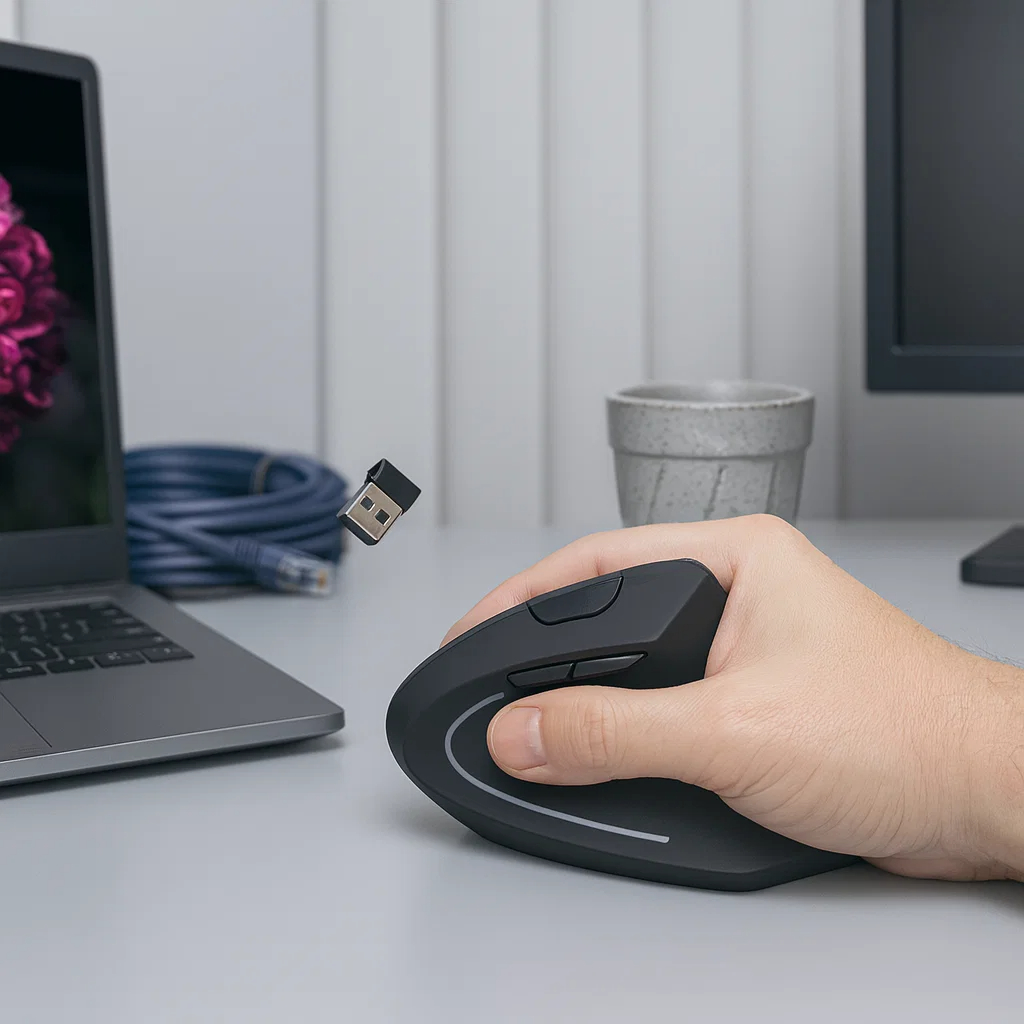 mouse inalambrico a pilas vertical ergonomico rayoshop